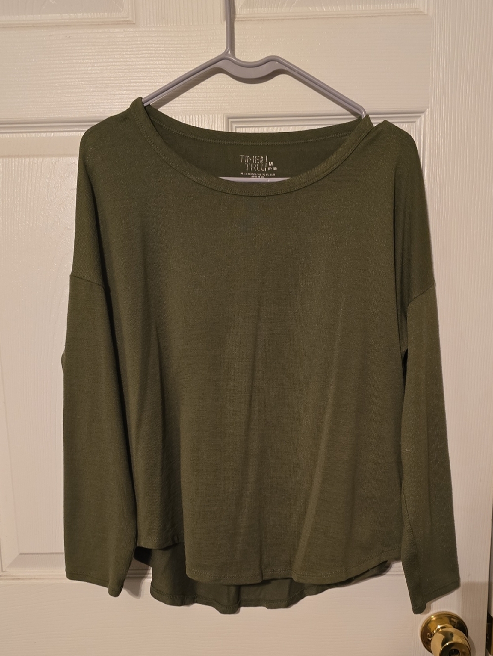 Soft Knit Olive Green Long Sleeve Top by Time and Tru